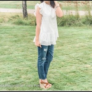 Boutique white eyelet top!